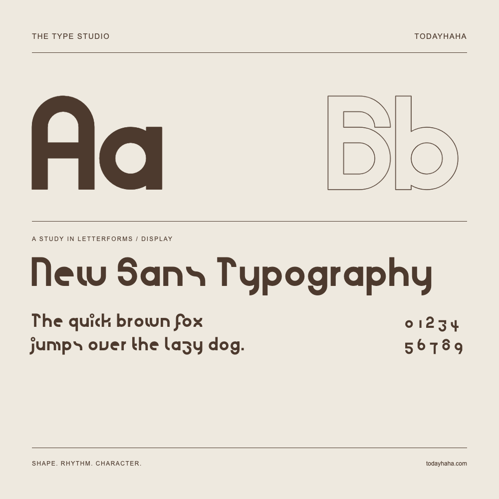 New Sans Typography — Estudio de letras con una frase y números