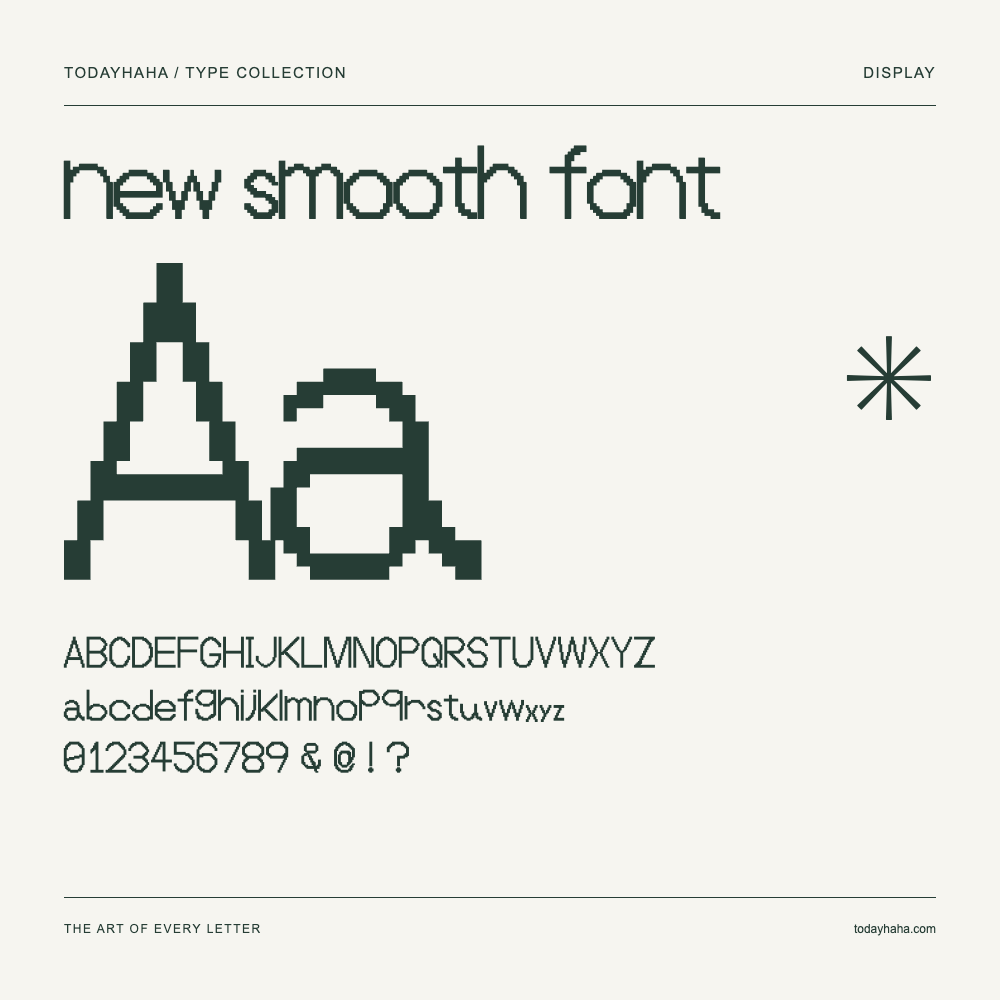 new smooth font — Muestra de mayúsculas, minúsculas y números
