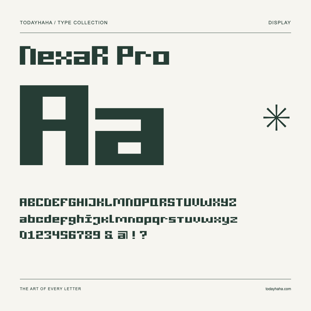 NexaR Pro — Font specimen with uppercase and lowercase letters and numbers