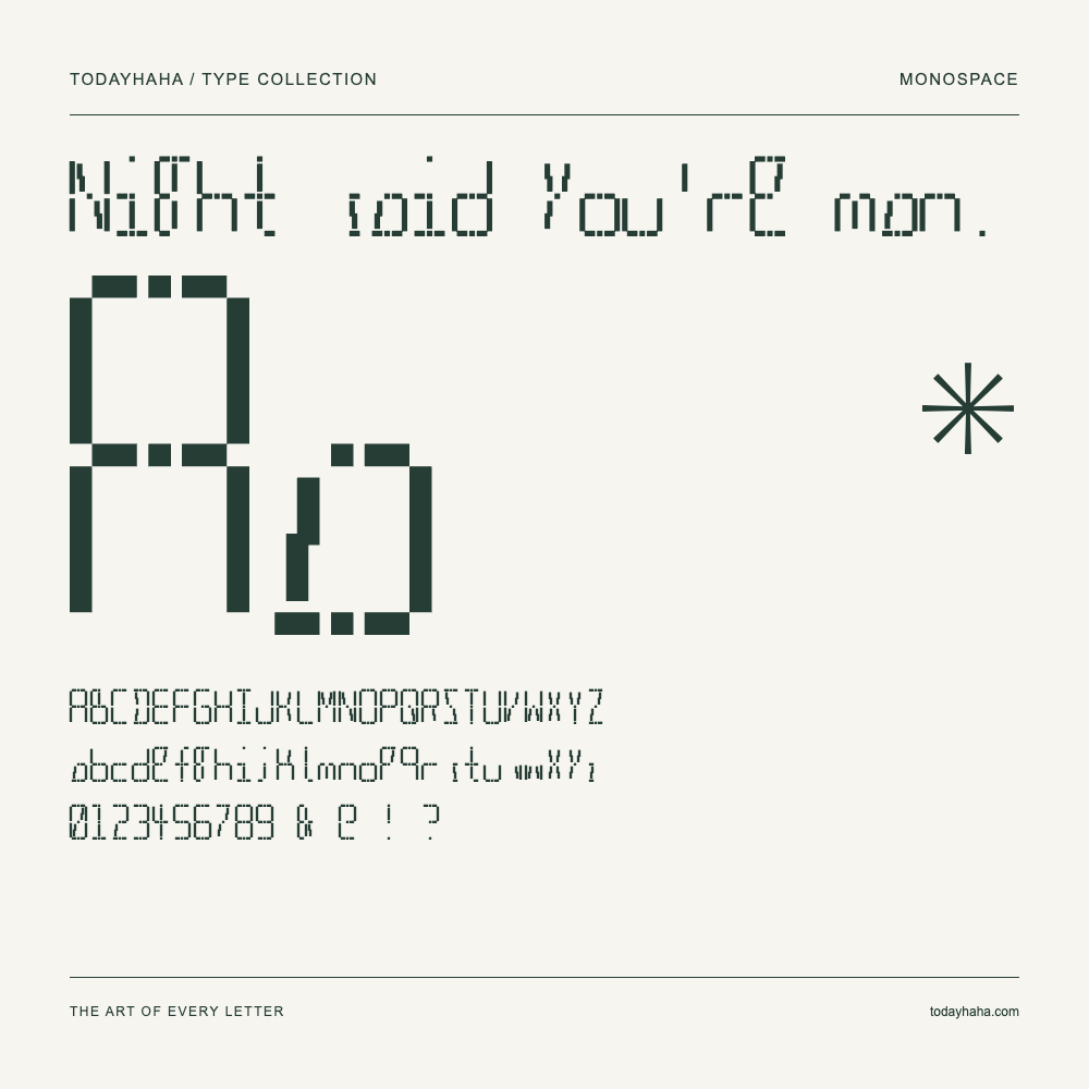 Night said you're man. — Schriftmuster mit Großbuchstaben, Kleinbuchstaben und Ziffern