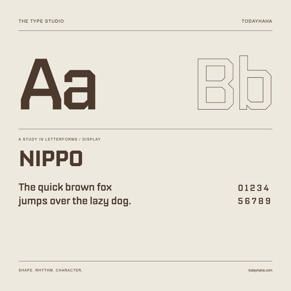 NIPPO — Buchstabenstudie mit Beispielsatz und Ziffern
