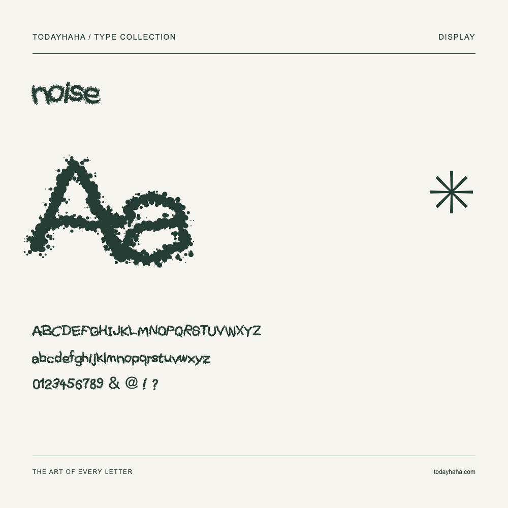 noise — Font specimen with uppercase and lowercase letters and numbers