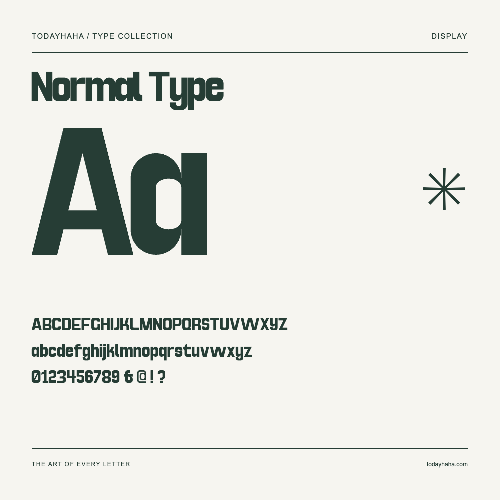 Normal Type — Schriftmuster mit Großbuchstaben, Kleinbuchstaben und Ziffern