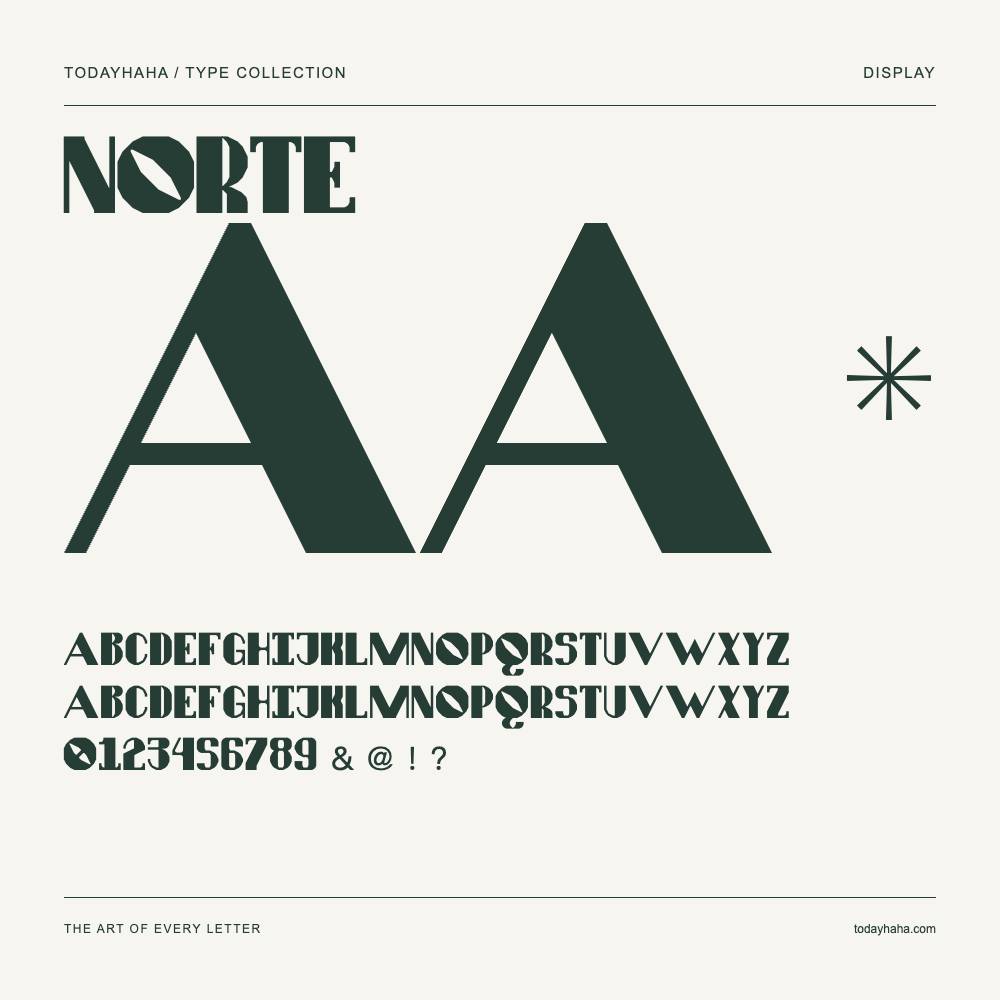 Norte — Schriftmuster mit Großbuchstaben, Kleinbuchstaben und Ziffern