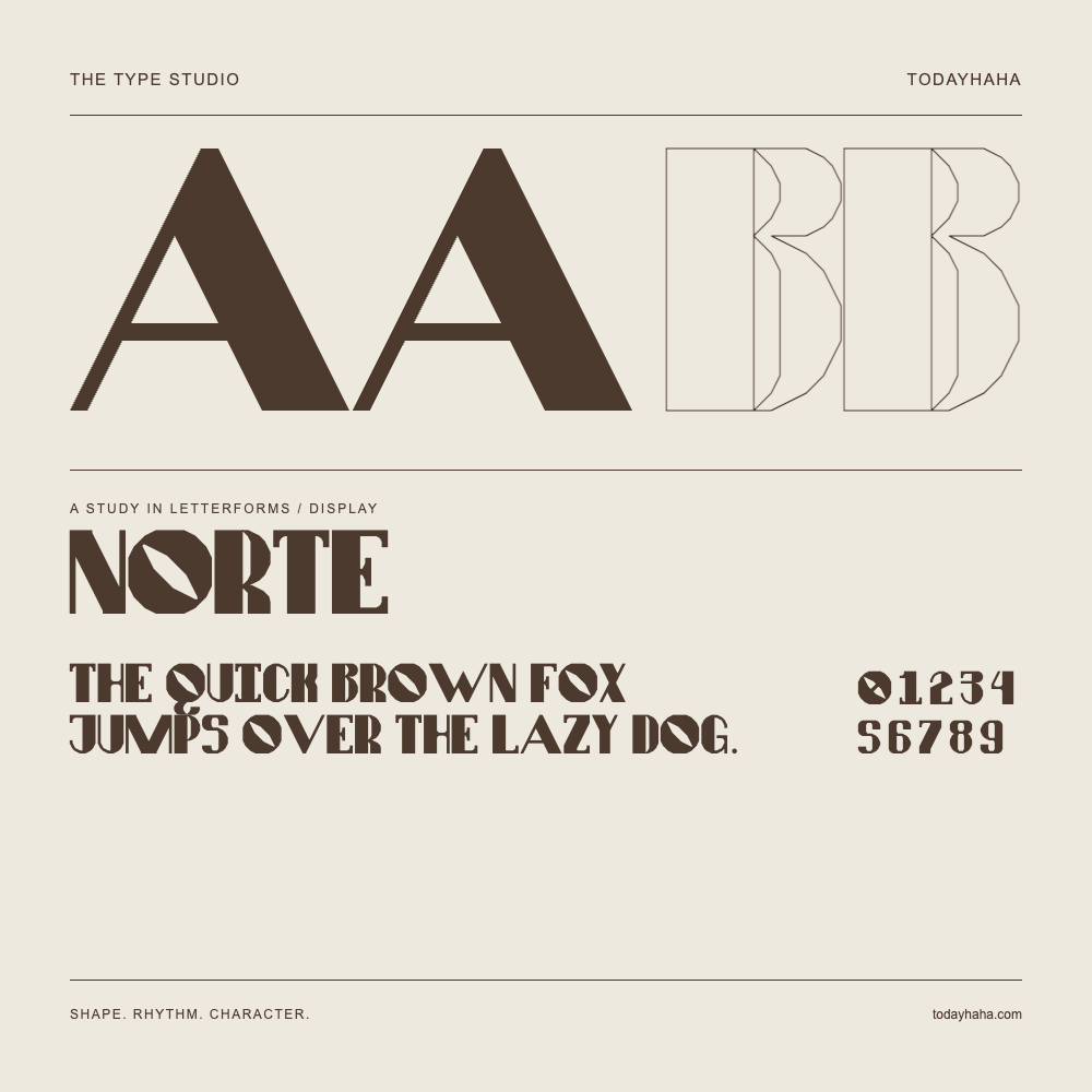 Norte — Buchstabenstudie mit Beispielsatz und Ziffern