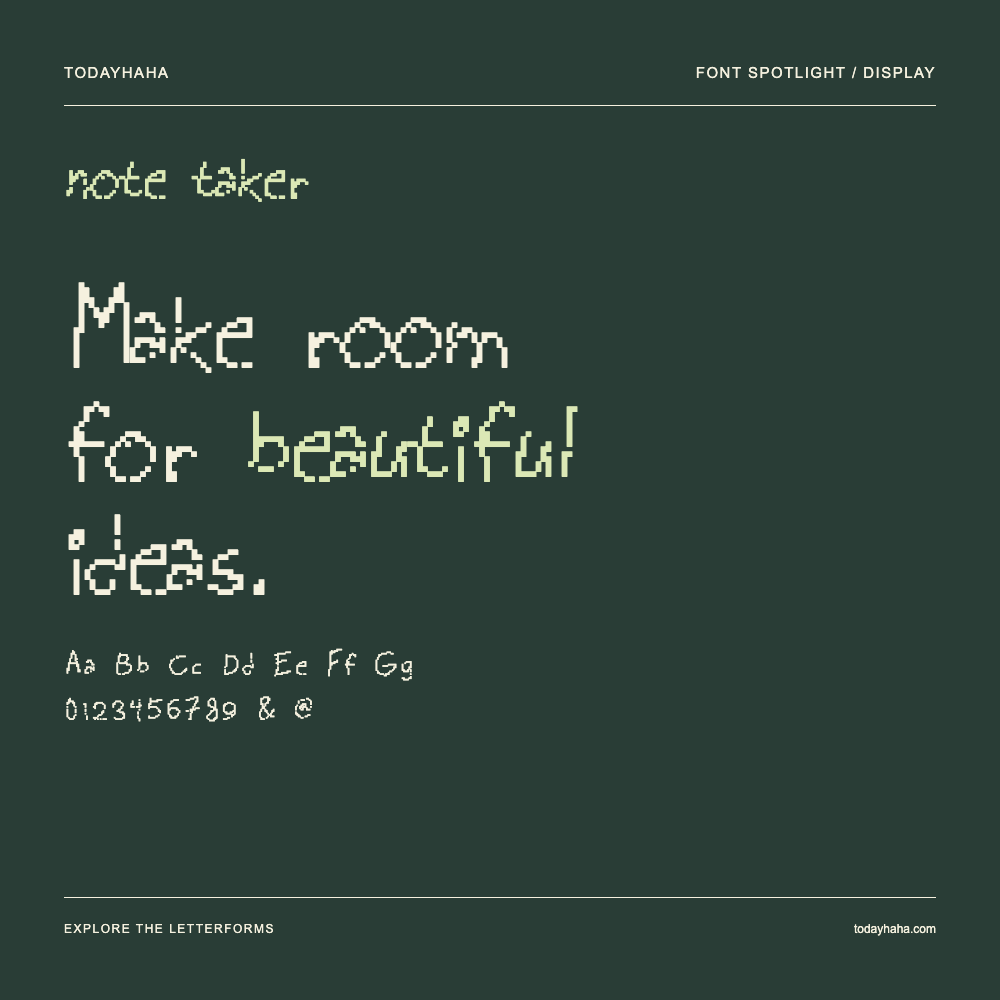 note taker — Pôster tipográfico com texto de exemplo