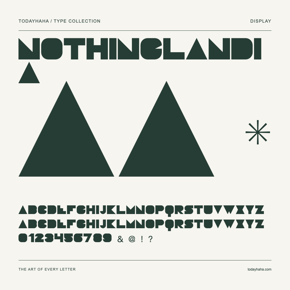 Nothinglandia — Schriftmuster mit Großbuchstaben, Kleinbuchstaben und Ziffern