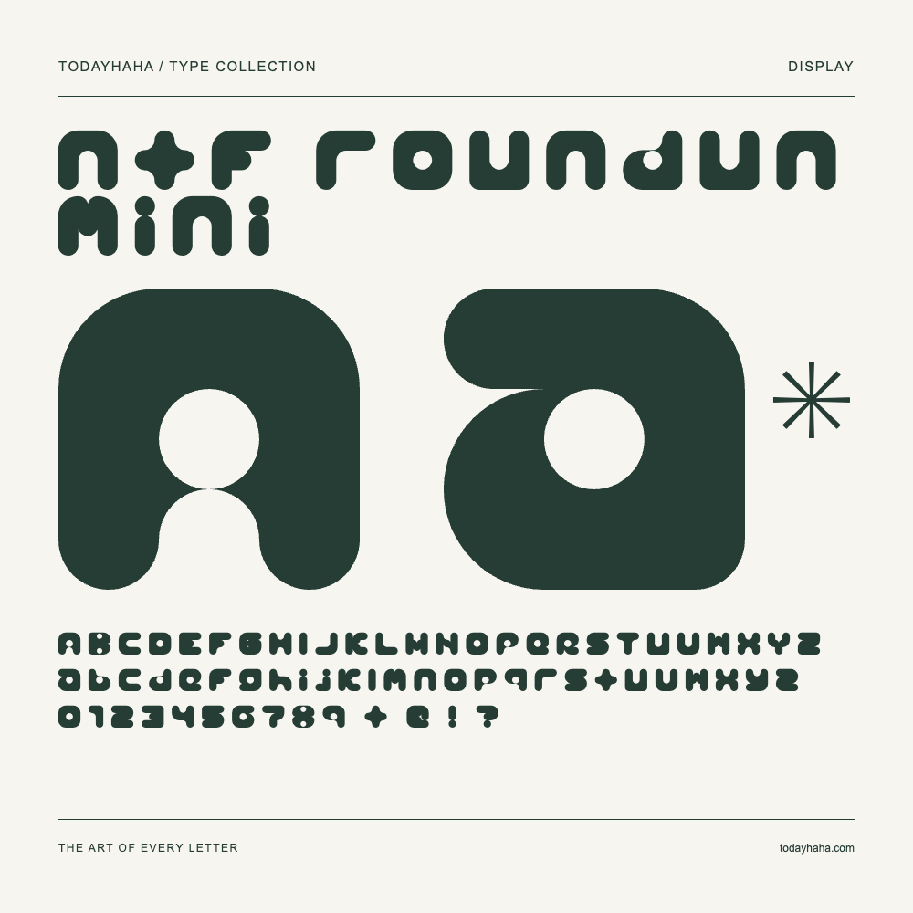 ntf roundun mini — Campione con lettere maiuscole, minuscole e numeri