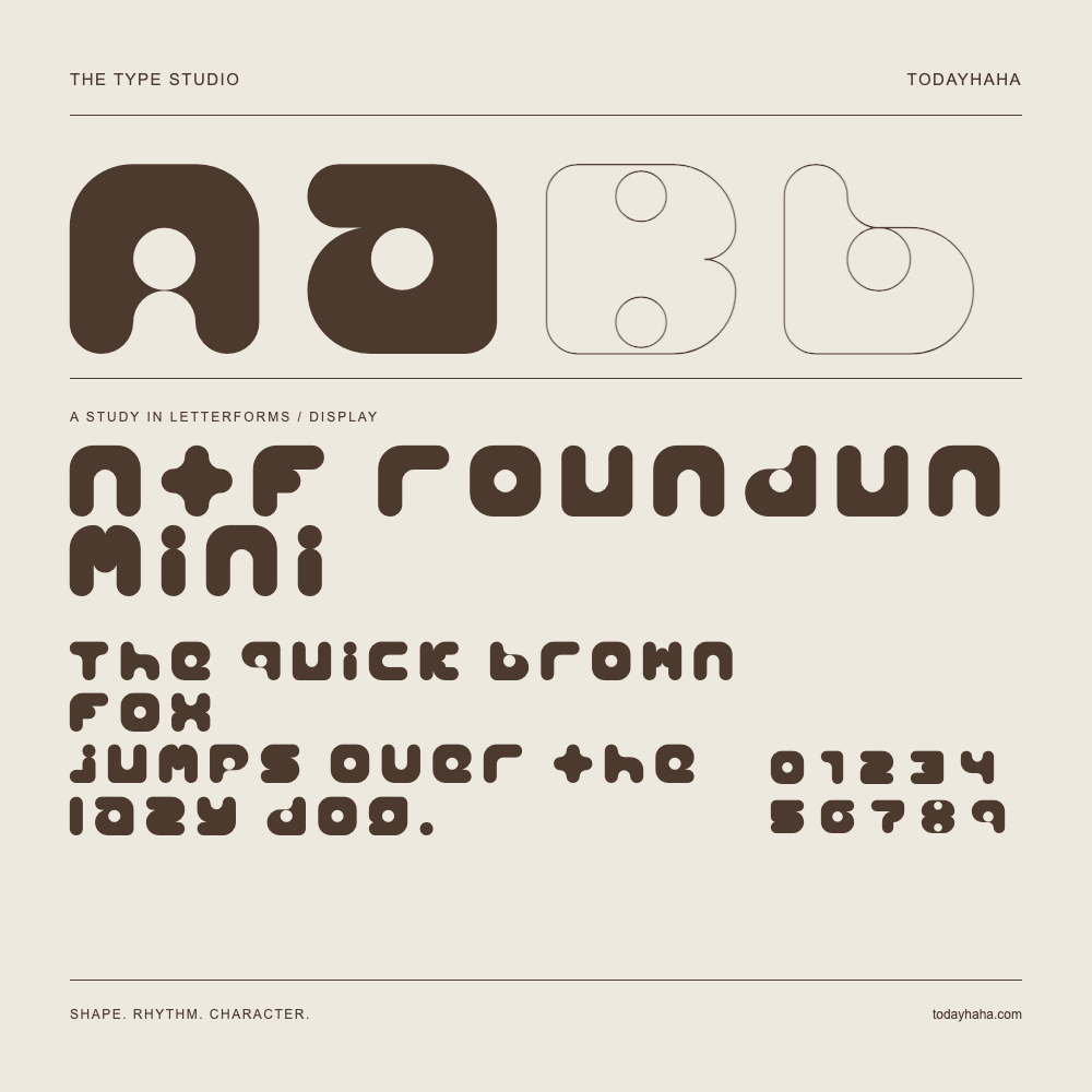 ntf roundun mini — Studio delle lettere con frase e numeri