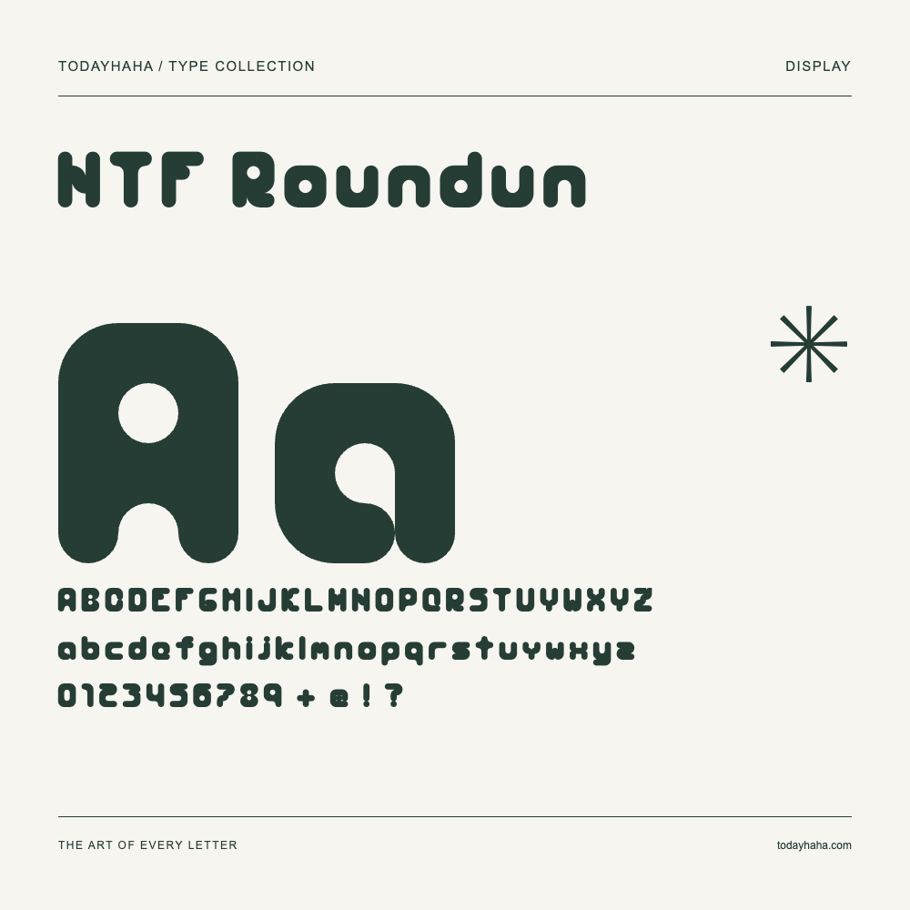 NTF Roundun — Muestra de mayúsculas, minúsculas y números