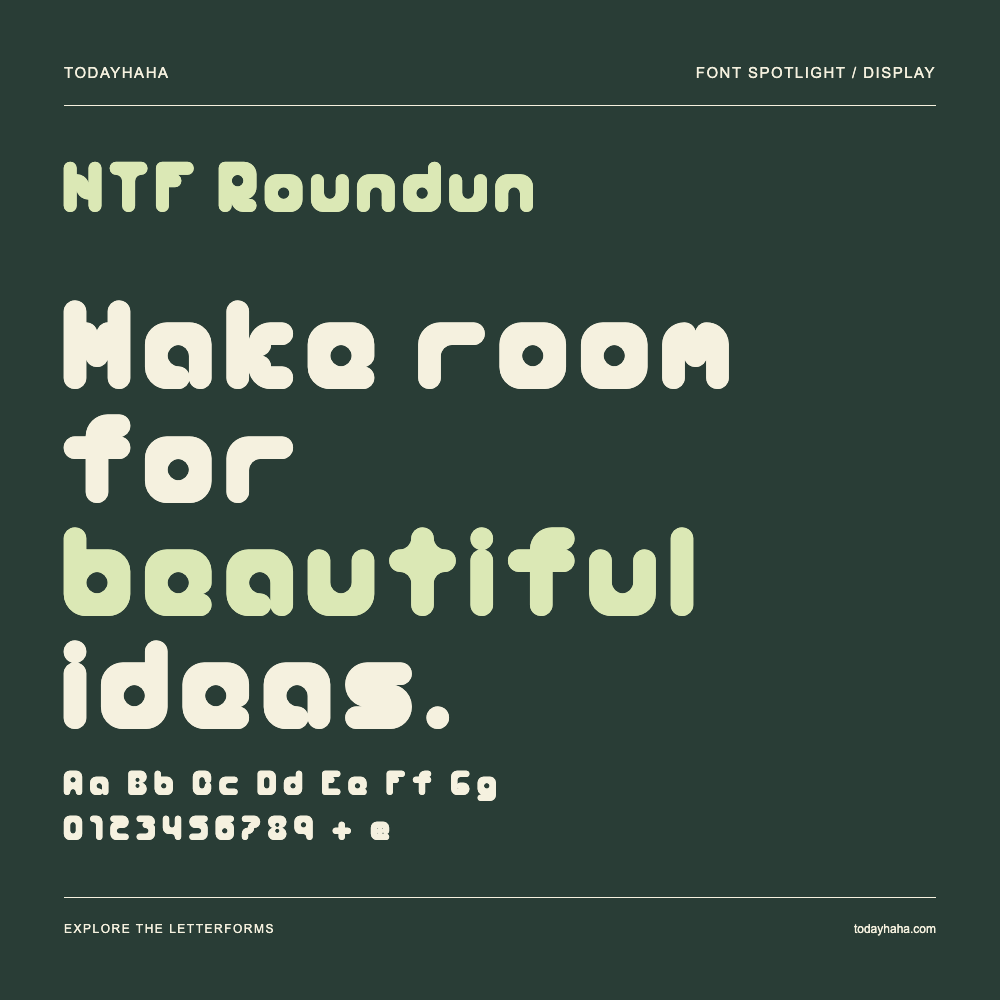 NTF Roundun — Póster tipográfico con texto de muestra