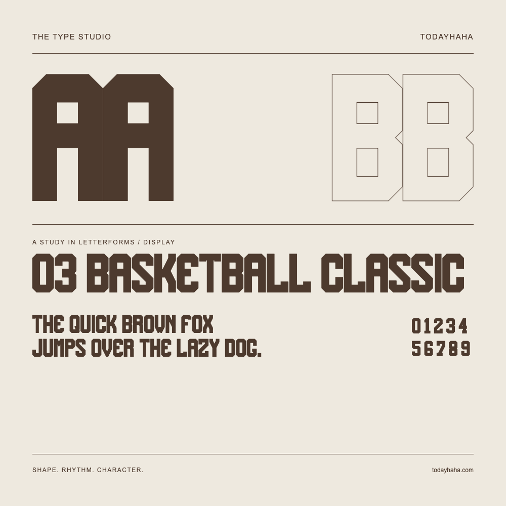 o3 Basketball Classic — Buchstabenstudie mit Beispielsatz und Ziffern