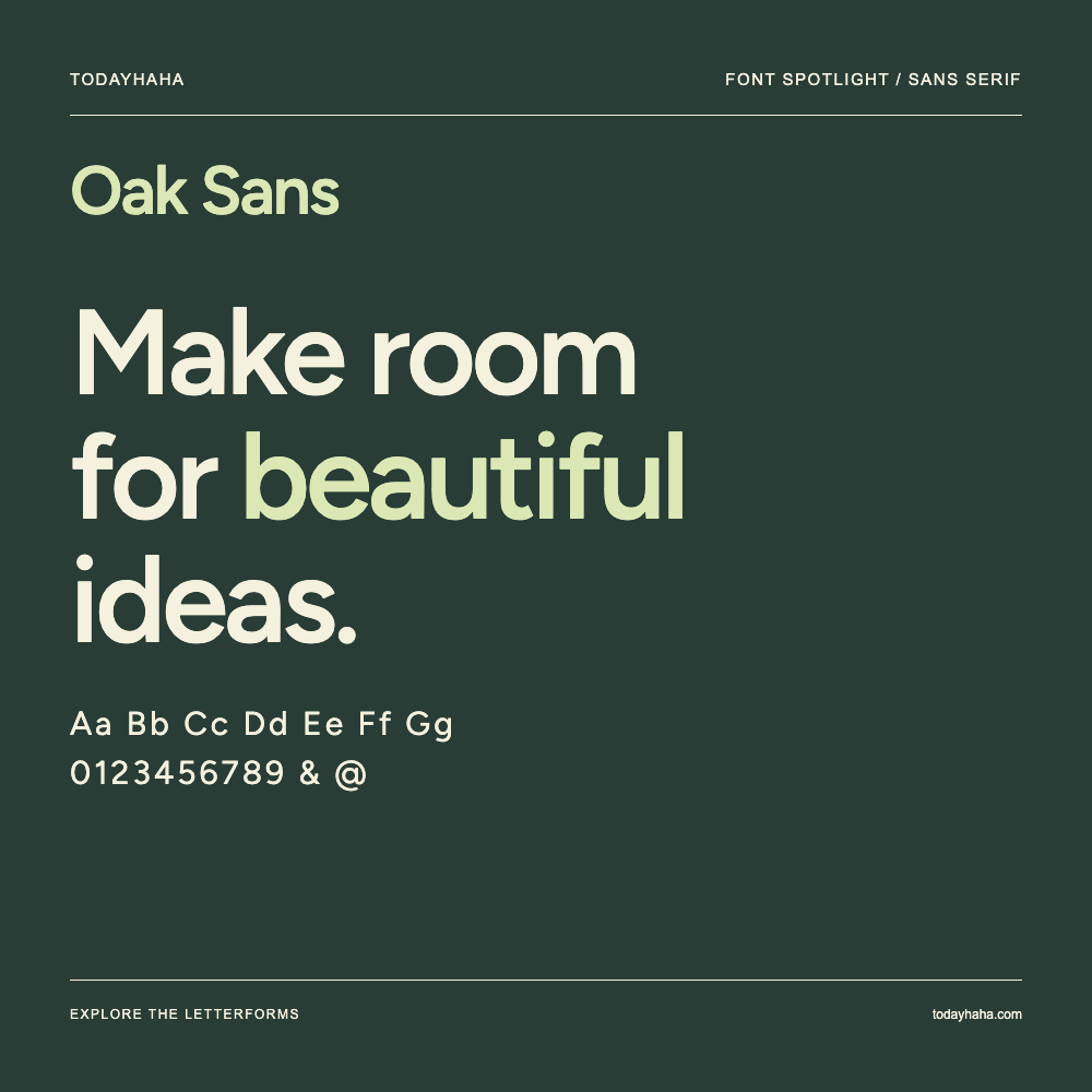 Oak Sans — Typografieposter mit Beispieltext