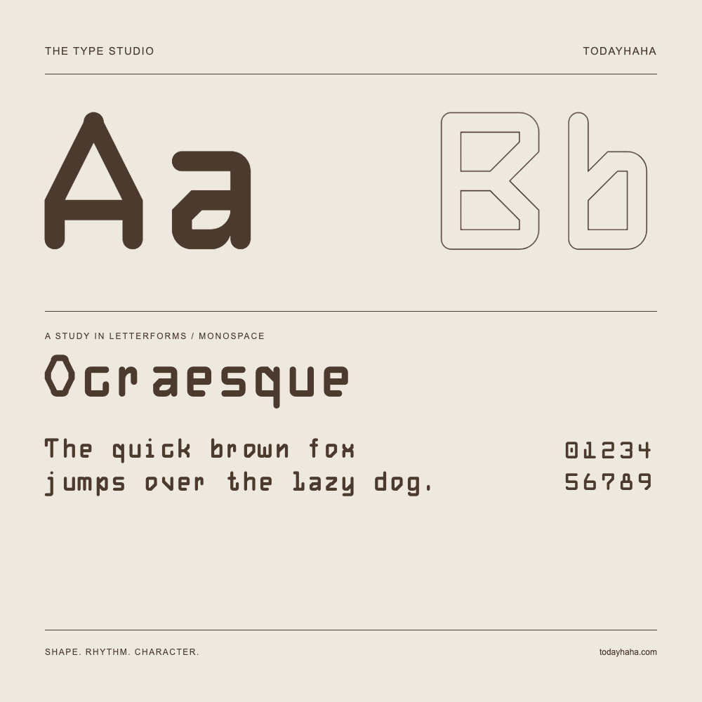 Ocraesque — 字形展示：示例句子与数字