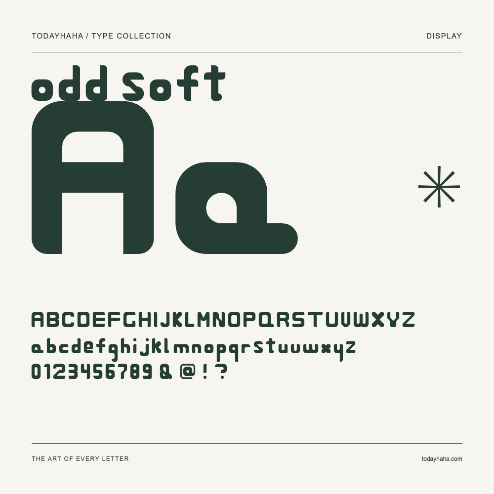 odd soft — Schriftmuster mit Großbuchstaben, Kleinbuchstaben und Ziffern