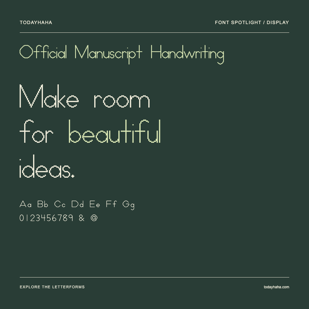 Official Manuscript Handwriting — Poster tipografico con testo di esempio