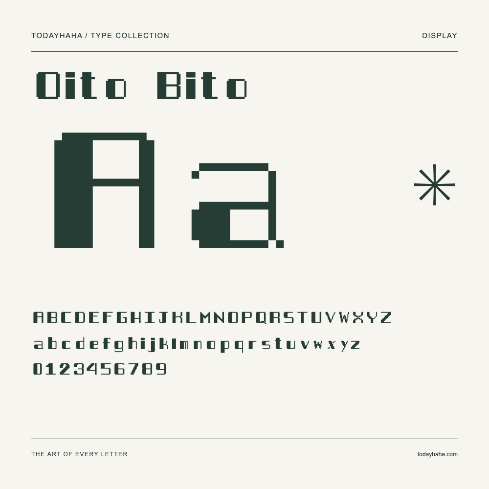 Oito Bito — Schriftmuster mit Großbuchstaben, Kleinbuchstaben und Ziffern