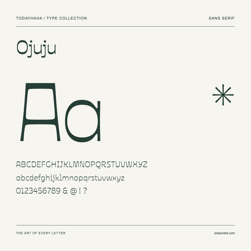 Ojuju — 字体展示:大小写字母与数字
