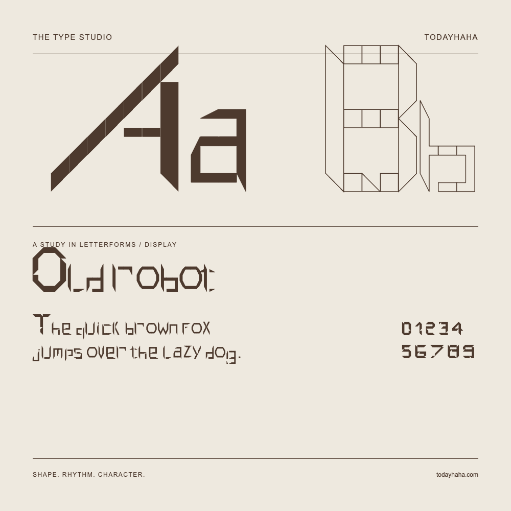Old robot — Estudio de letras con una frase y números