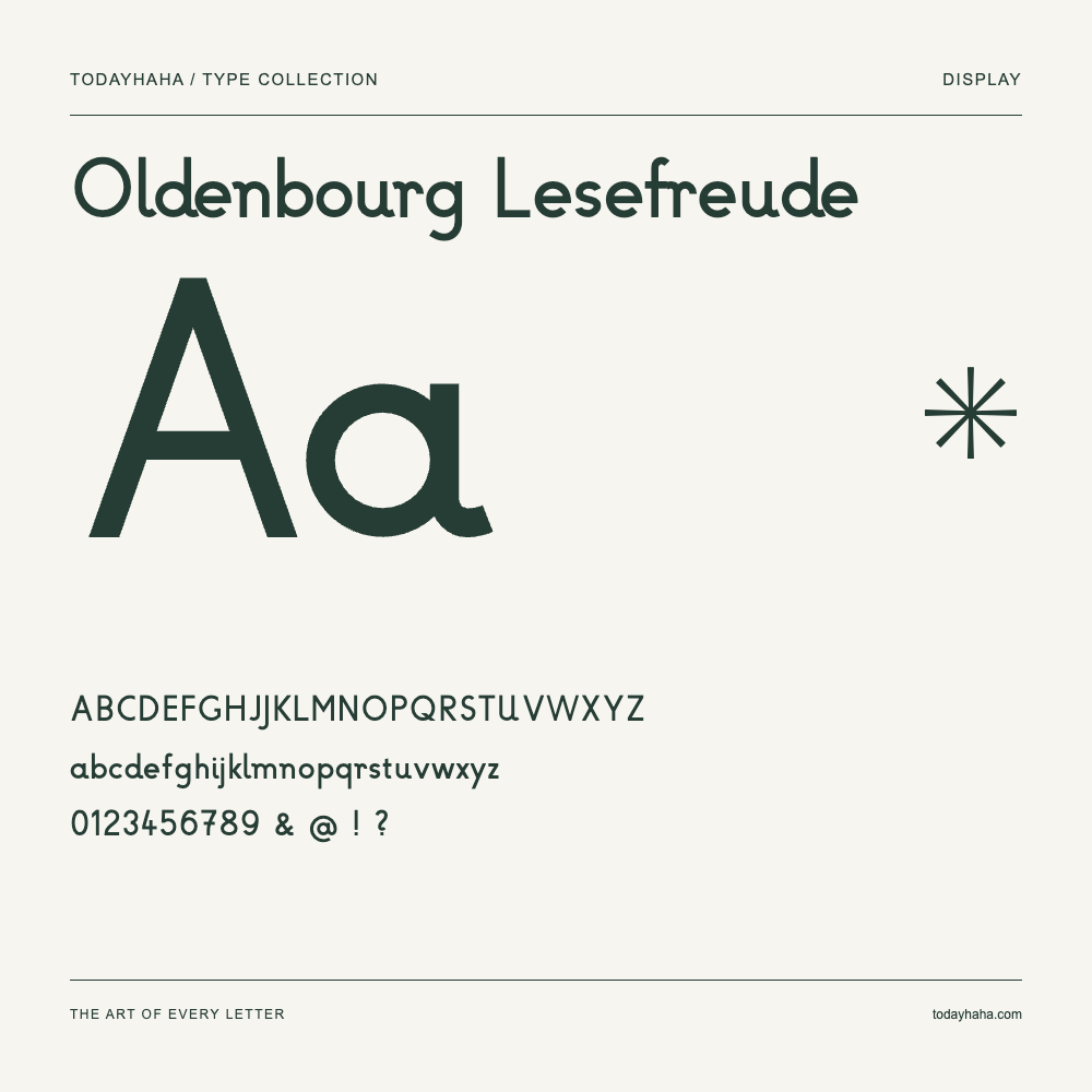 Oldenbourg Lesefreude — Font specimen with uppercase and lowercase letters and numbers