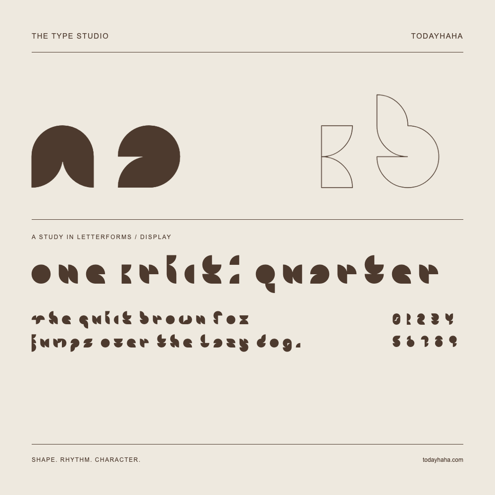 One Brick: Quarter — Estudio de letras con una frase y números