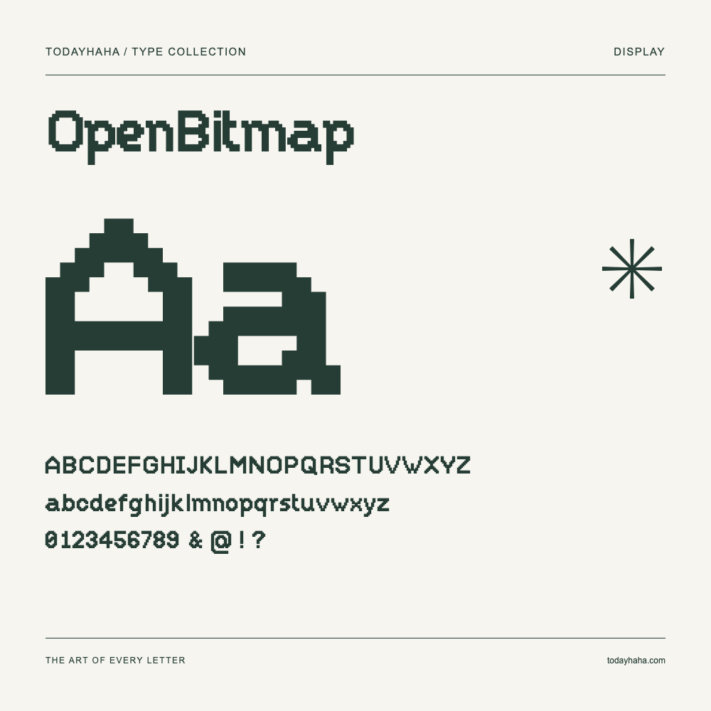 OpenBitmap — Schriftmuster mit Großbuchstaben, Kleinbuchstaben und Ziffern