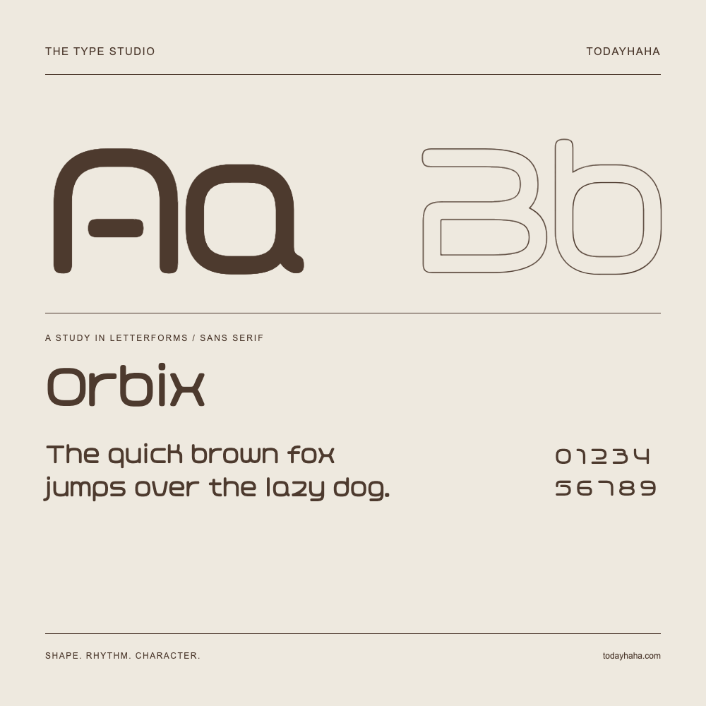Orbix — Estudio de letras con una frase y números