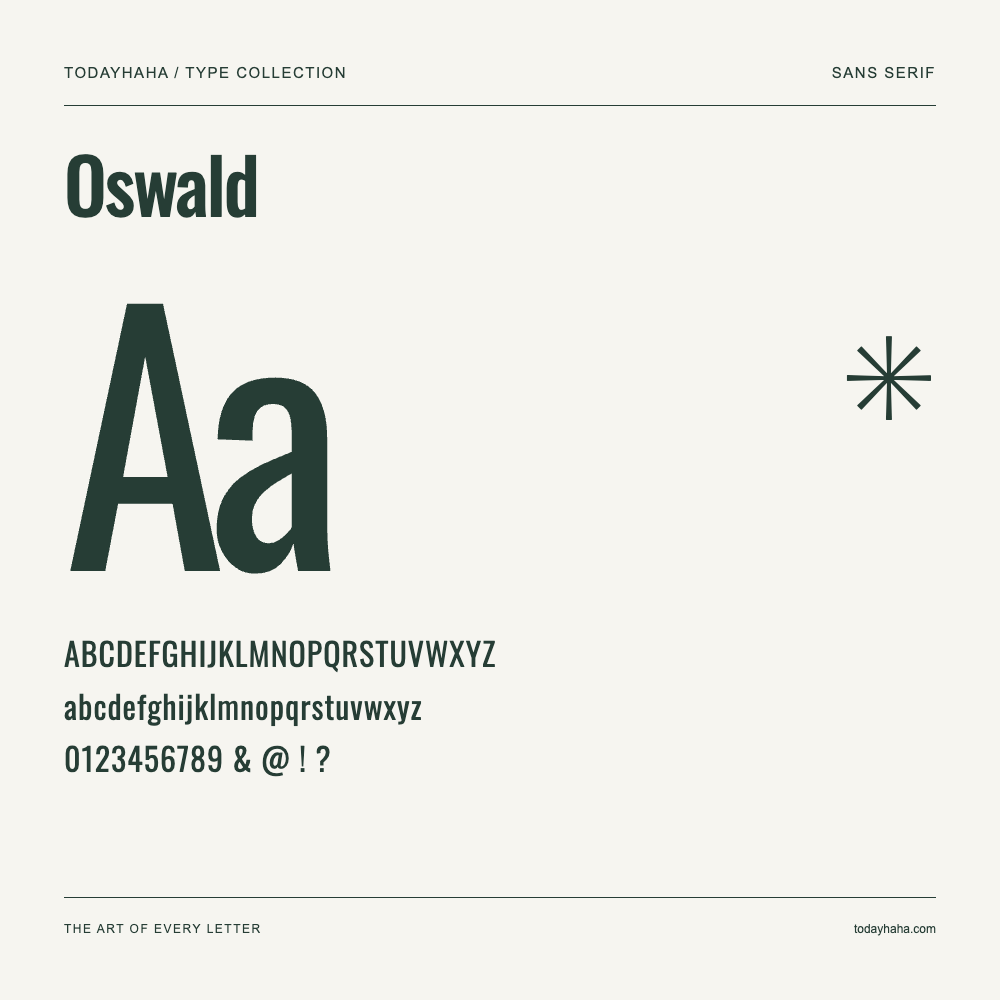 Oswald — 字体展示:大小写字母与数字