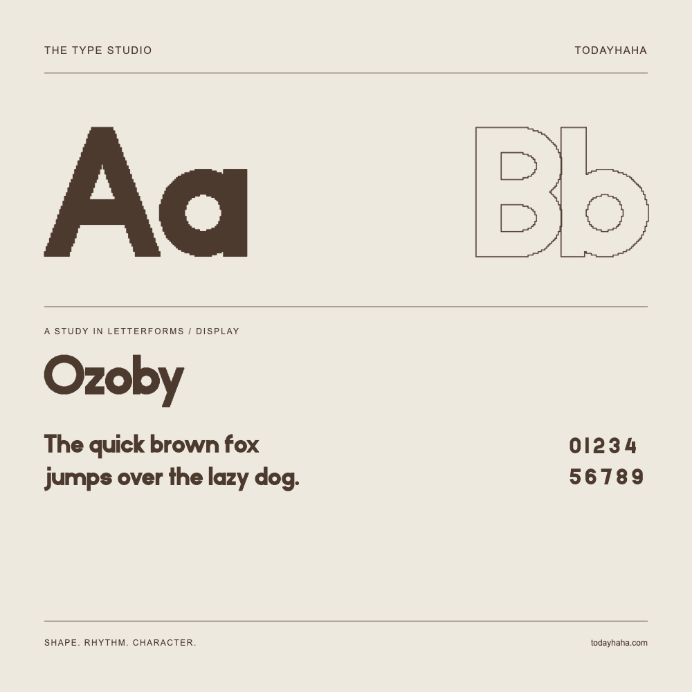 Ozoby — Buchstabenstudie mit Beispielsatz und Ziffern