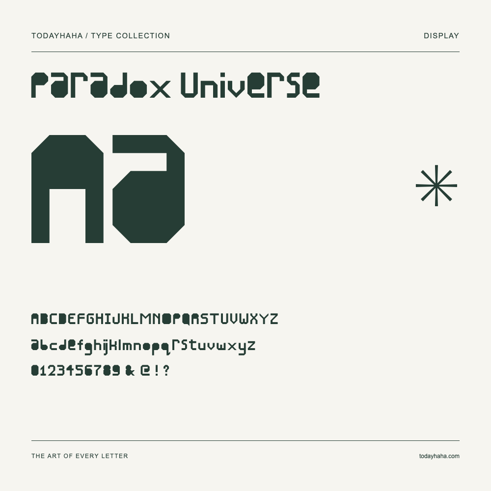Paradox Universe — Muestra de mayúsculas, minúsculas y números