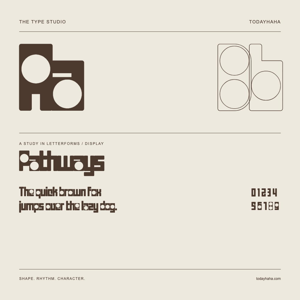 Pathways — Buchstabenstudie mit Beispielsatz und Ziffern