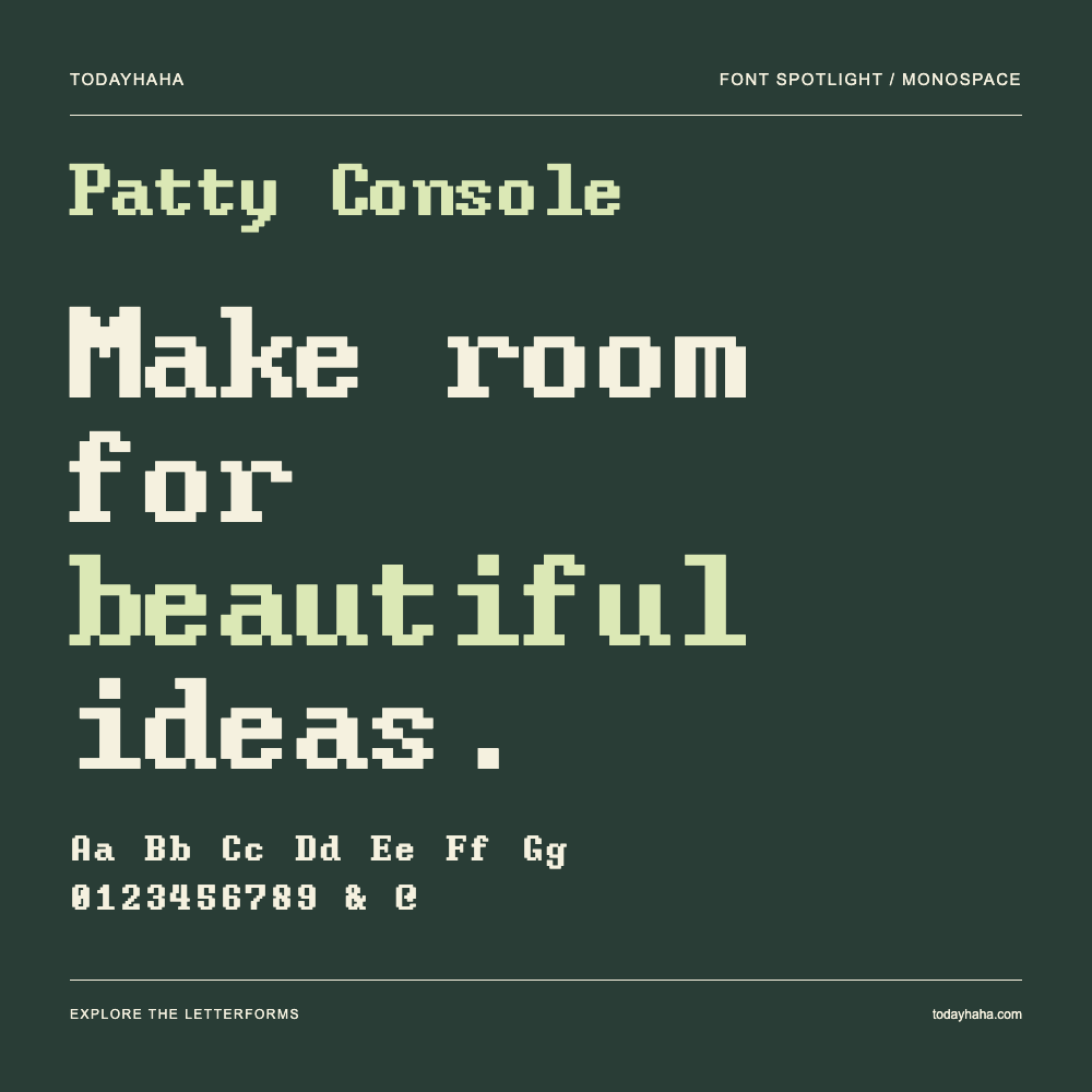 Patty Console — Pôster tipográfico com texto de exemplo