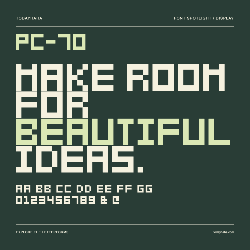 PC-70 — Affiche typographique avec exemple de texte