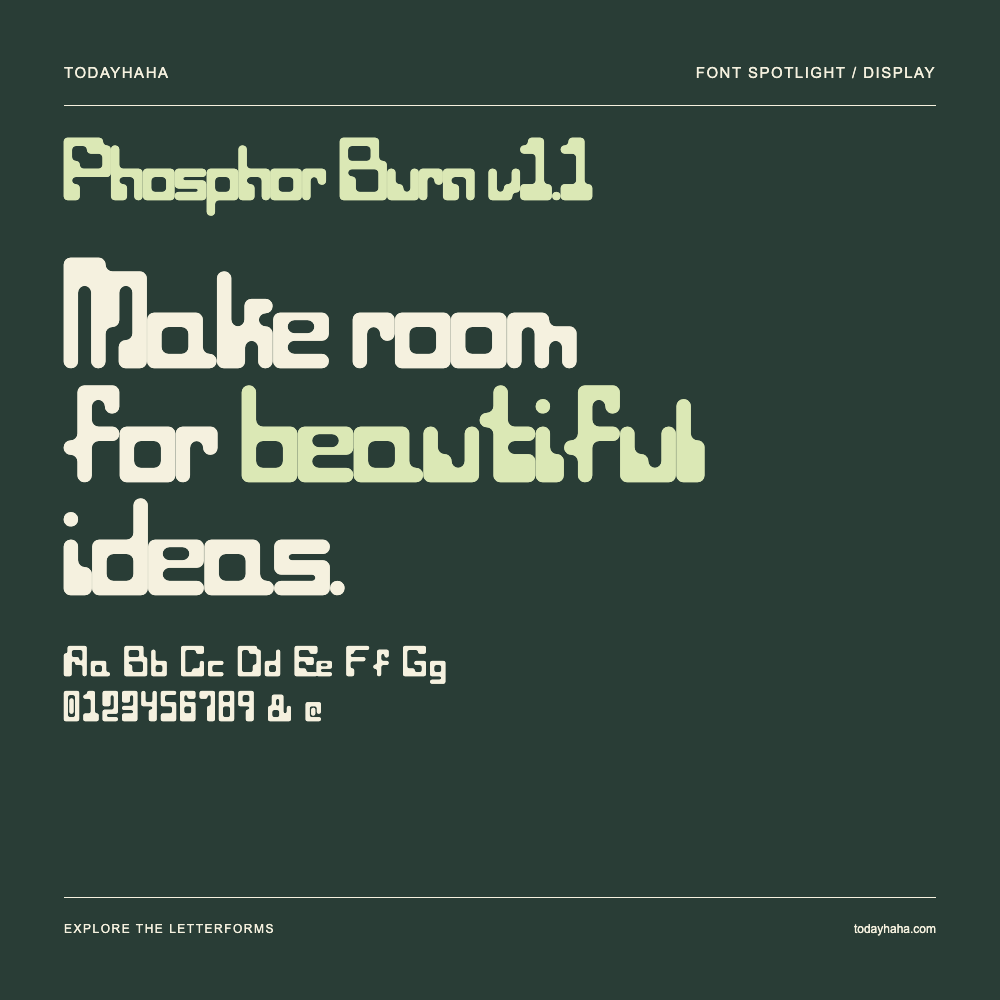 Phosphor Burn v1.1 — Typography poster with sample text
