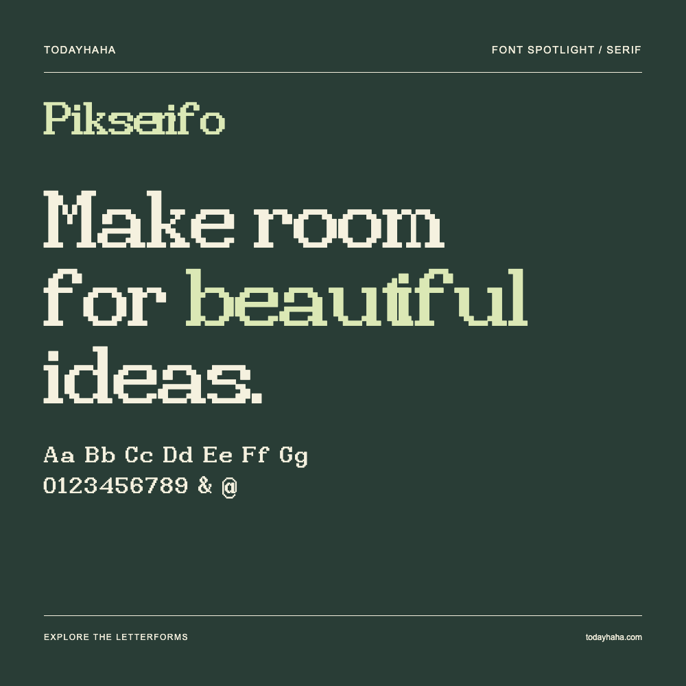 Pikserifo — Póster tipográfico con texto de muestra