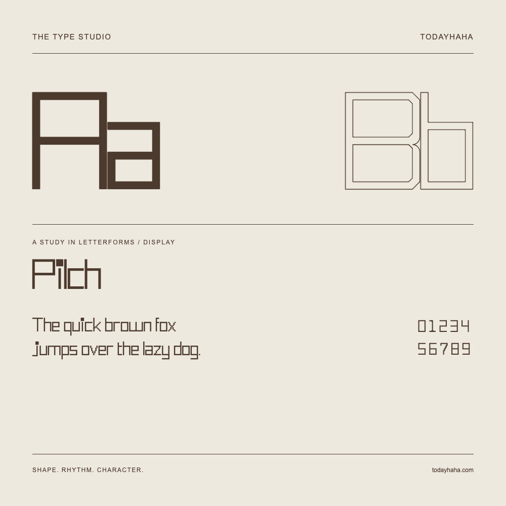 Pilch — Buchstabenstudie mit Beispielsatz und Ziffern
