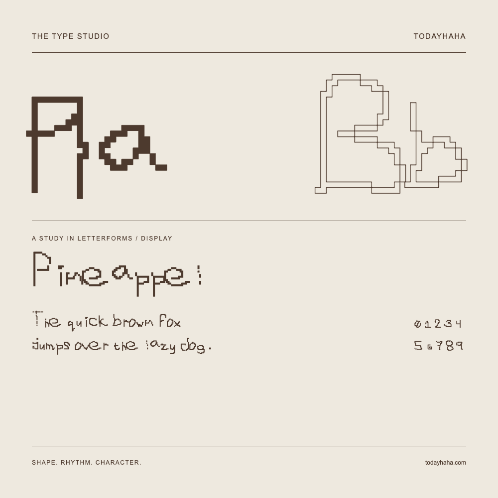 Pineappel — 字形展示：示例句子与数字