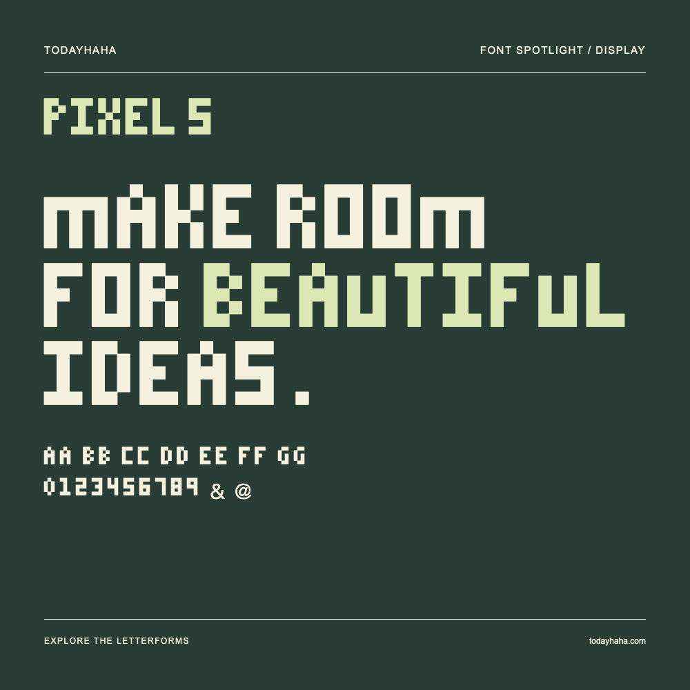 pixel 5 — Póster tipográfico con texto de muestra