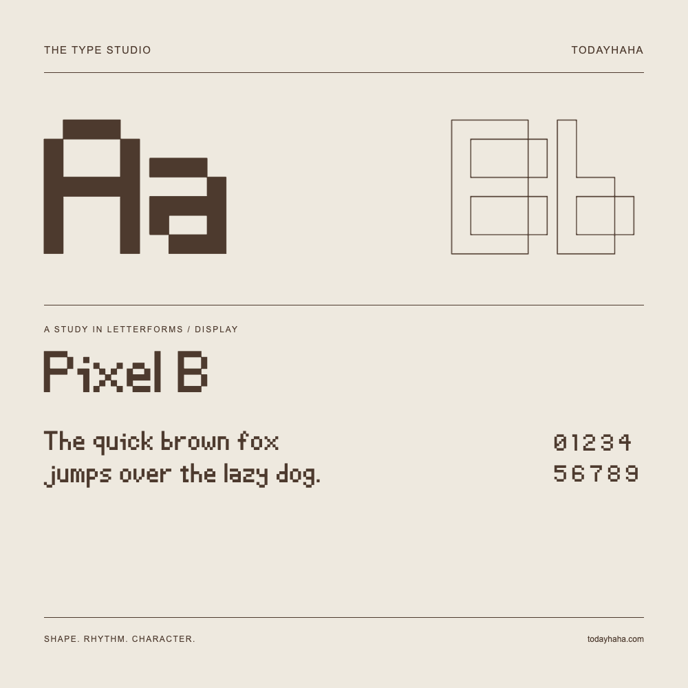 Pixel B — Studio delle lettere con frase e numeri
