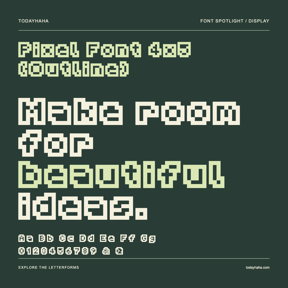 Pixel Font 4x5 (Outline) — Typografieposter mit Beispieltext