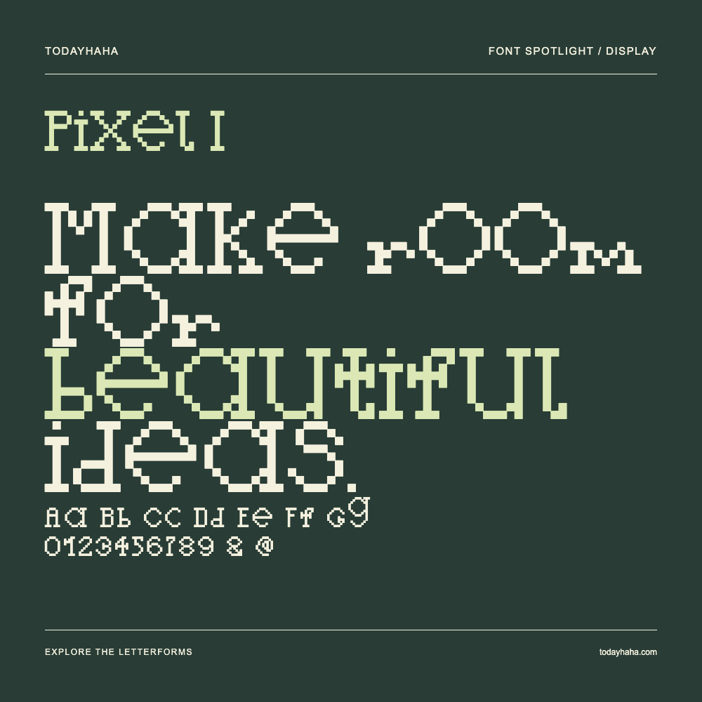 Pixel I — Póster tipográfico con texto de muestra