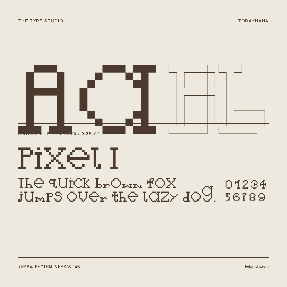 Pixel I — Estudio de letras con una frase y números