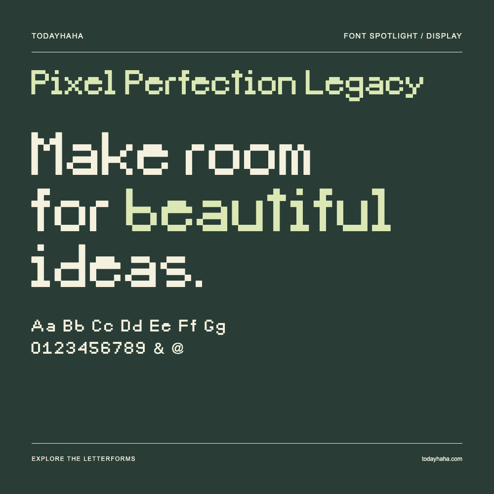 Pixel Perfection Legacy — Typografieposter mit Beispieltext
