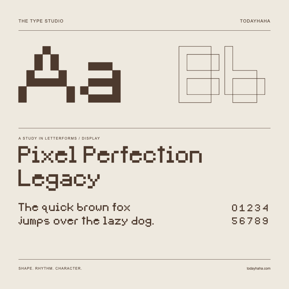 Pixel Perfection Legacy — Buchstabenstudie mit Beispielsatz und Ziffern