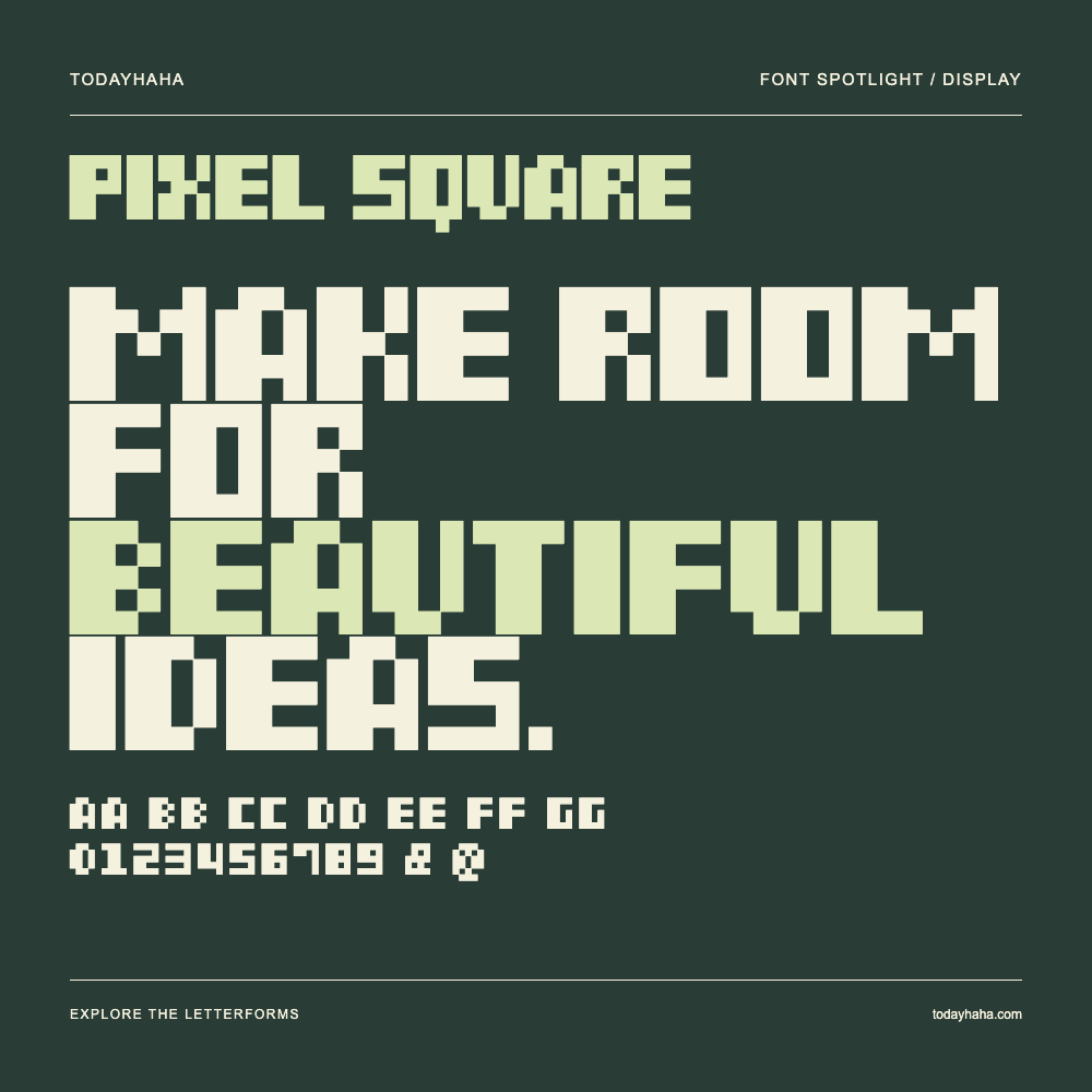 Pixel square — Affiche typographique avec exemple de texte