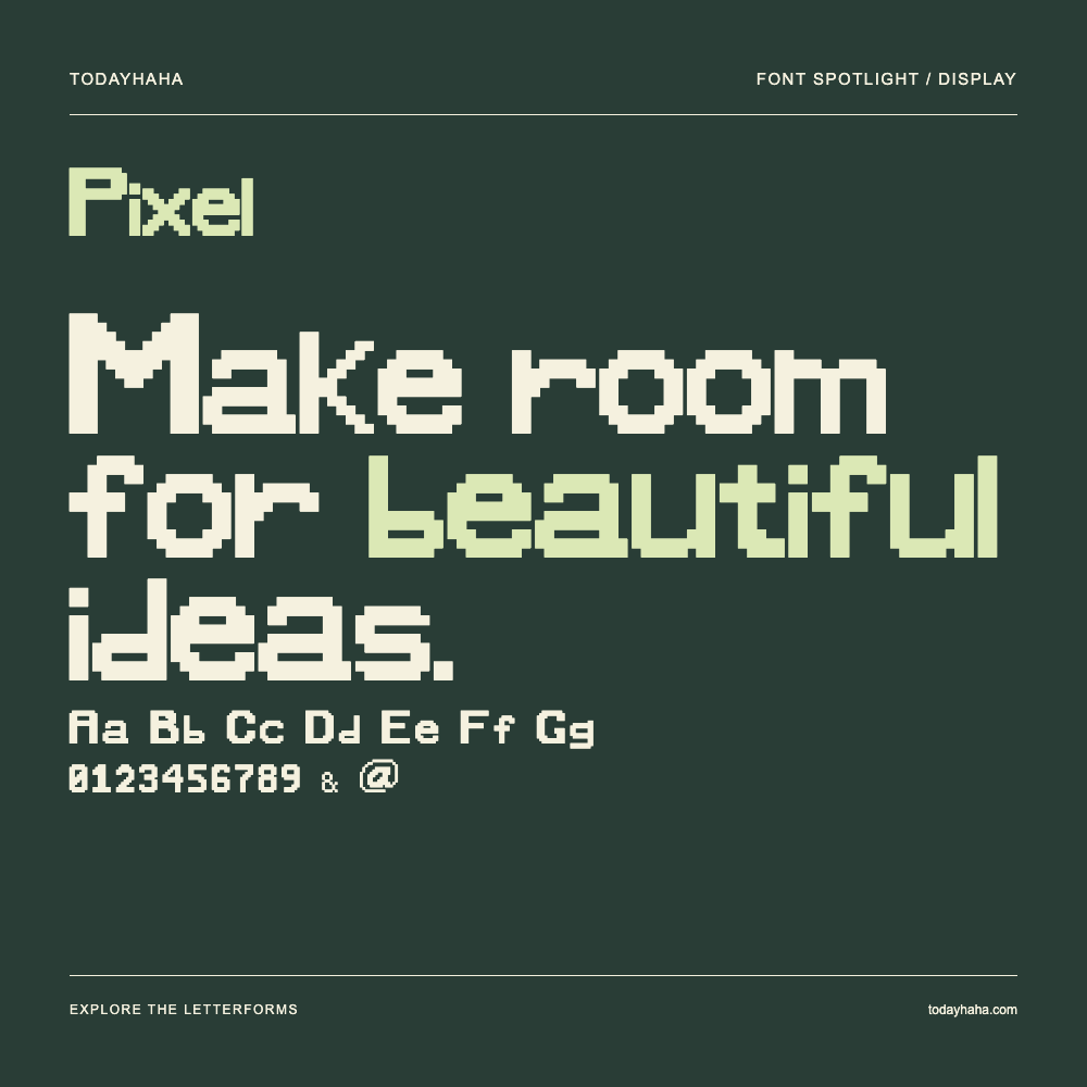 Pixel — Poster tipografico con testo di esempio