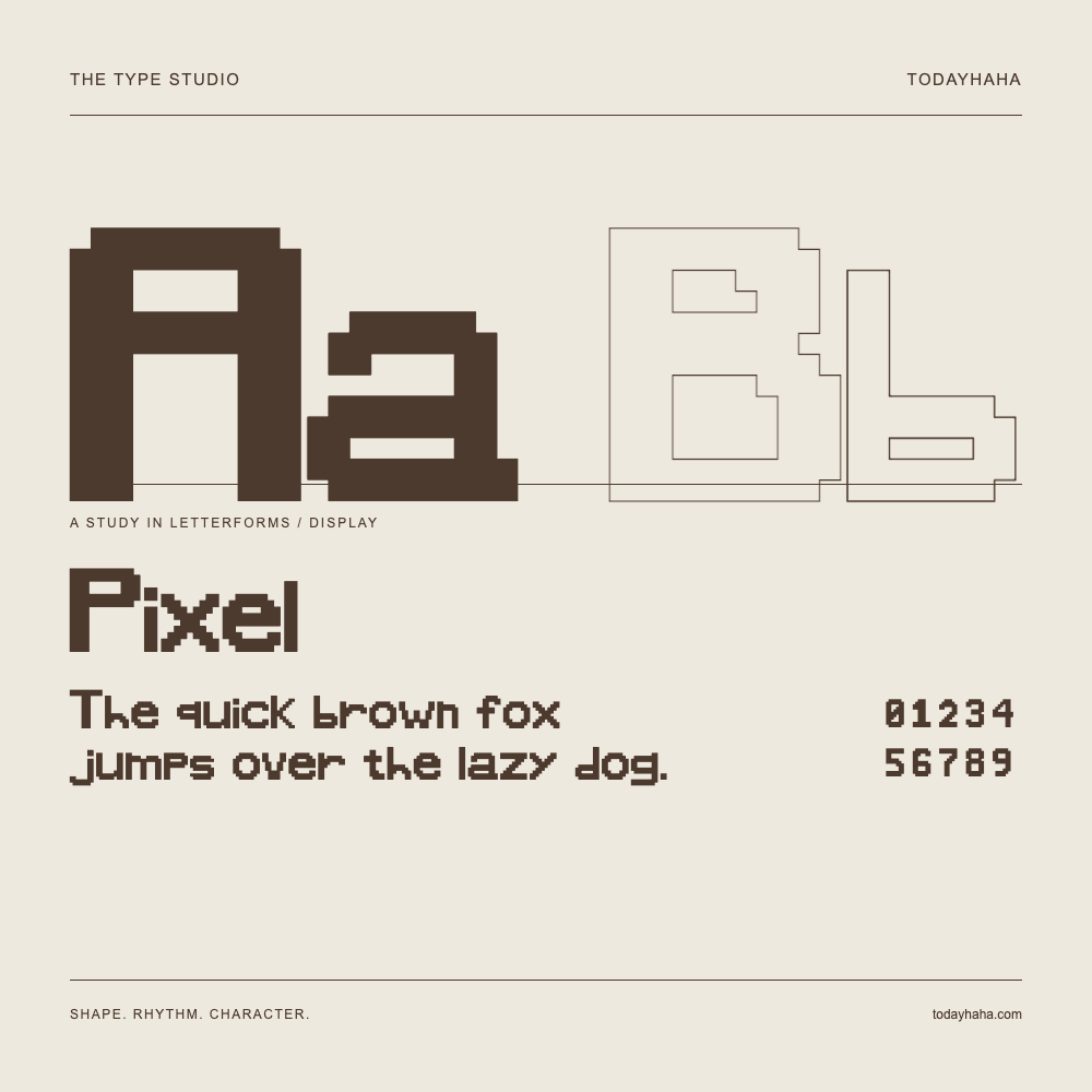 Pixel — Studio delle lettere con frase e numeri
