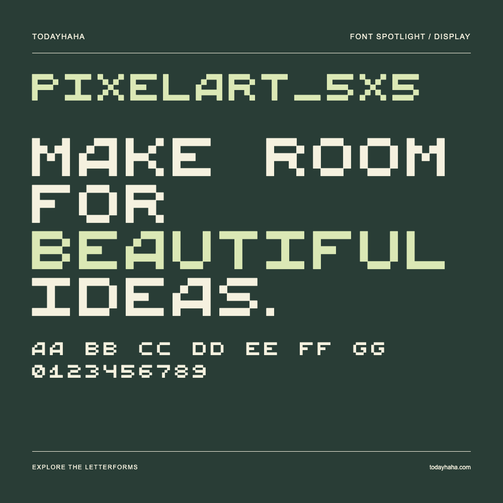 PixelArt_5x5 — Pôster tipográfico com texto de exemplo