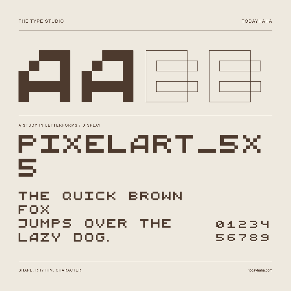 PixelArt_5x5 — Estudo de letras com frase e números
