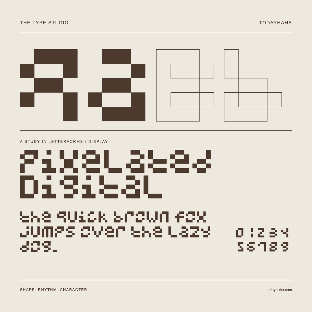 Pixelated Digital — Studio delle lettere con frase e numeri
